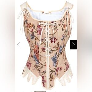 Corset Story Floral Brocade Steel Boned Lace-Up Corset Size 24